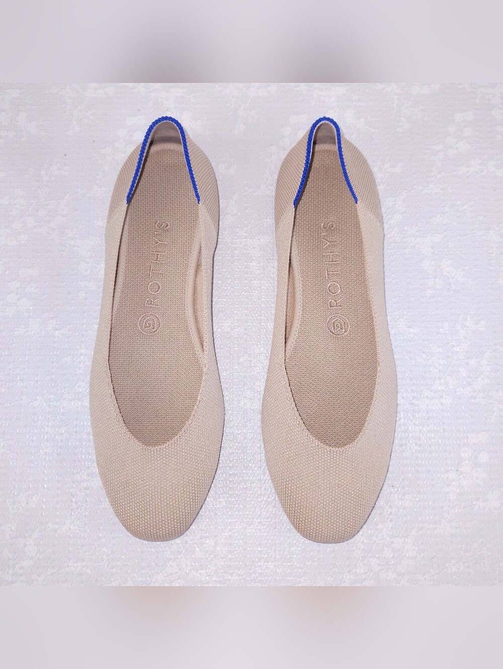 ROTHY'S The Square Ballet Flats US 8.5 Ecru Knit Washable Slip-On Shoes - Picture 7 of 11